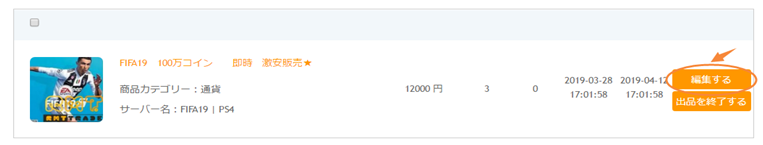 掲載した商品の編集方法
